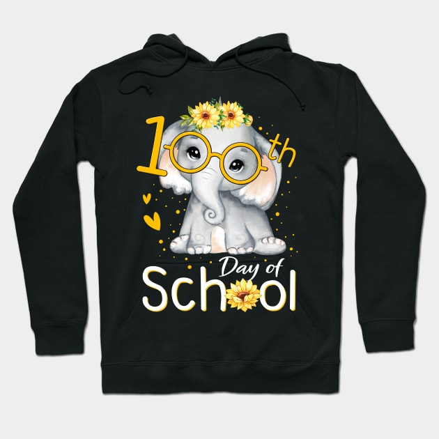 Teacher 100th Day Of School Elephant With Sunflower Girls Hoodie by schirmerbas